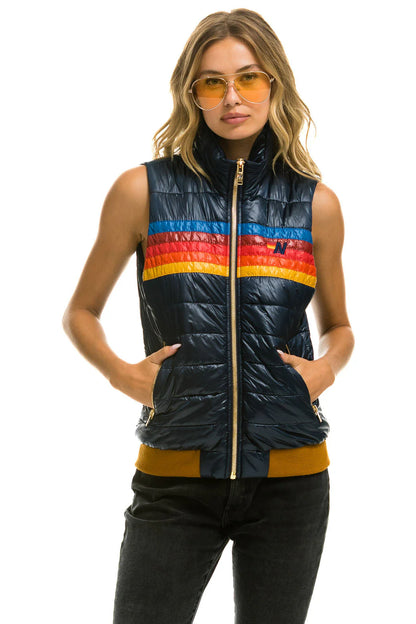 Aviator Nation - Women's 5 Stripe Vest - Glossy Navy