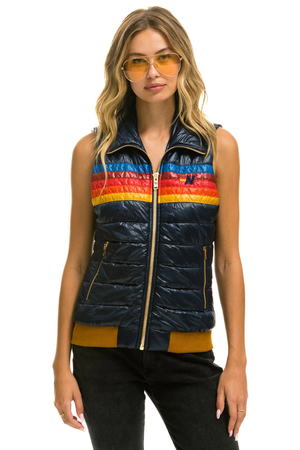 Aviator Nation - Women's 5 Stripe Vest - Glossy Navy