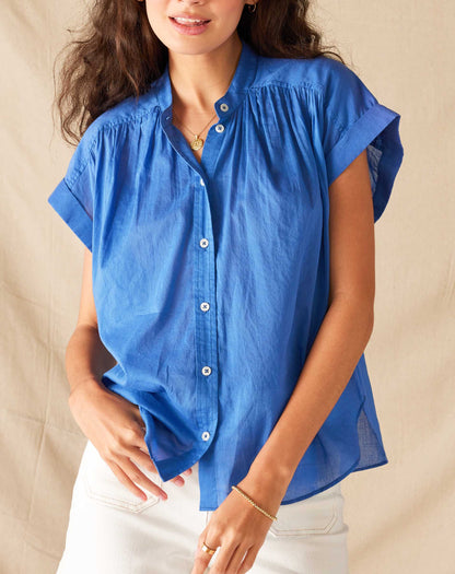 MerSea - Aphrodite Short Sleeve Button Up Shirt - Nebulas Blue