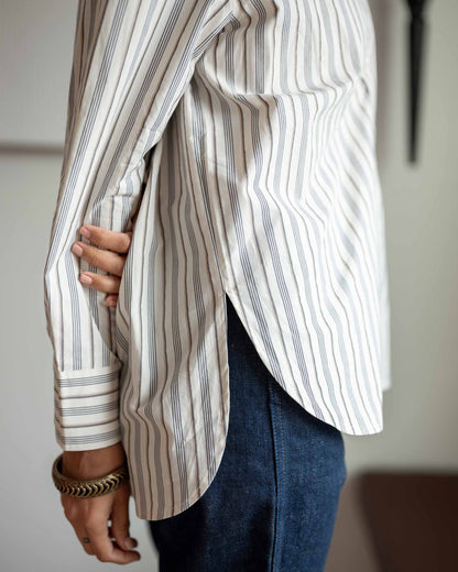 MerSea - Brontë Oxford Button Up - Ecru Stripe