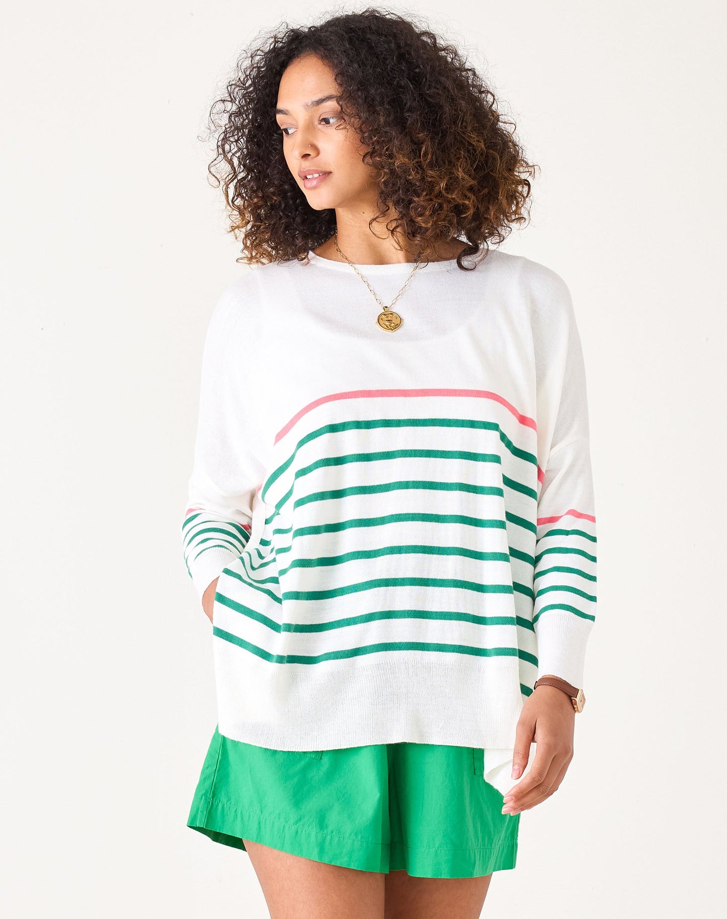 MerSea - Amour Sweater - Pink/Kelly Green Stripe