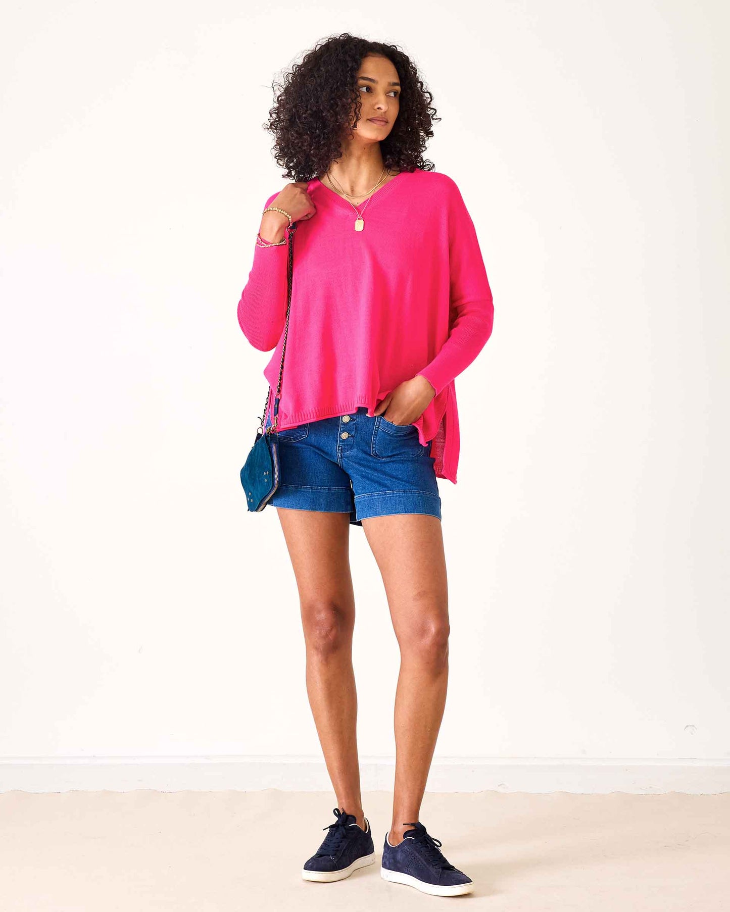 Catalina V-Neck Sweater - Lipstick