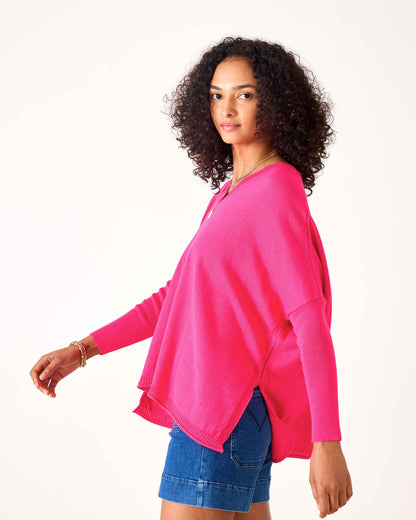 Catalina V-Neck Sweater - Lipstick
