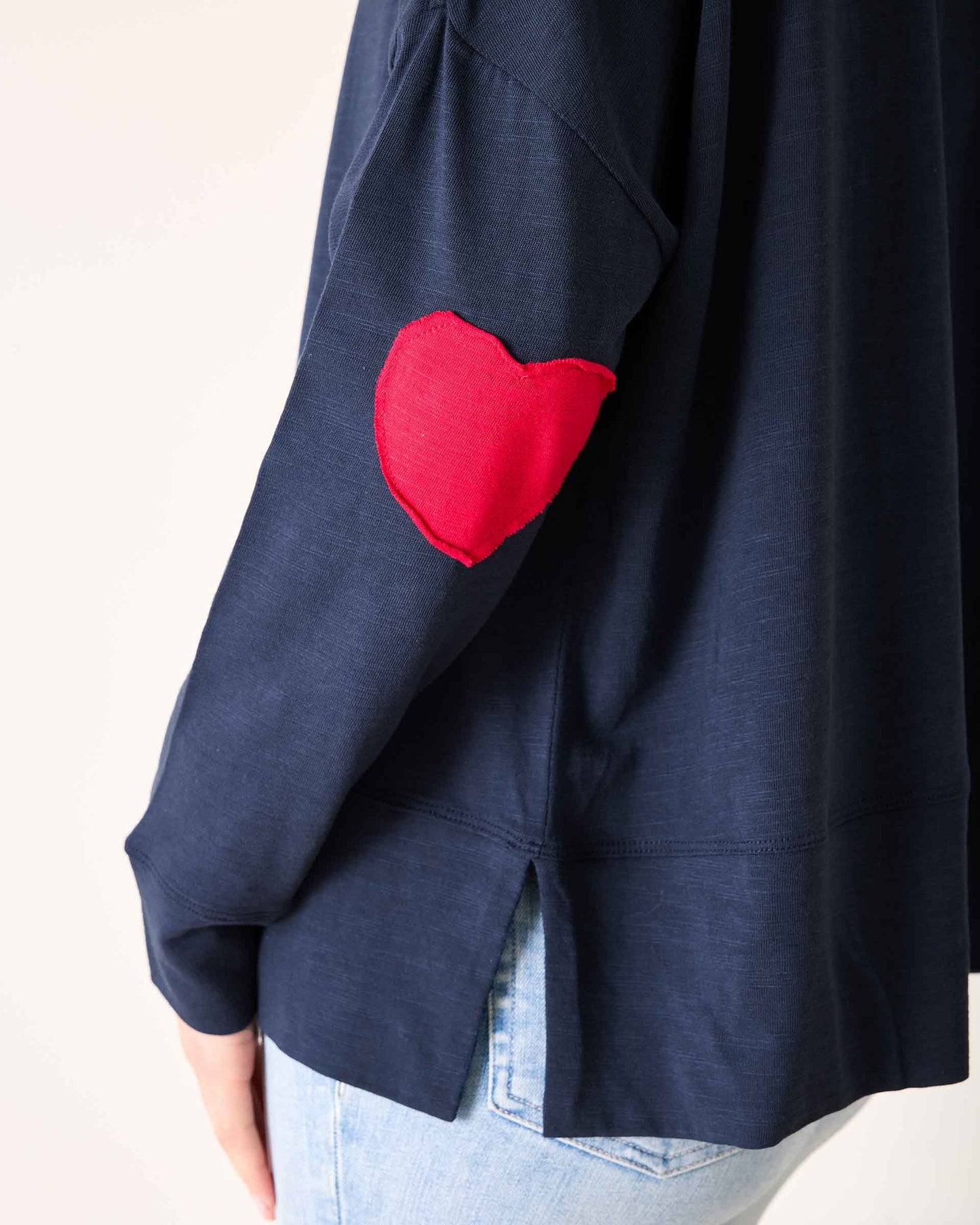 Amour Cotton Slub Tee - Navy/Red