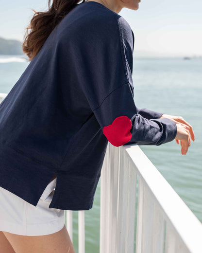 Amour Cotton Slub Tee - Navy/Red