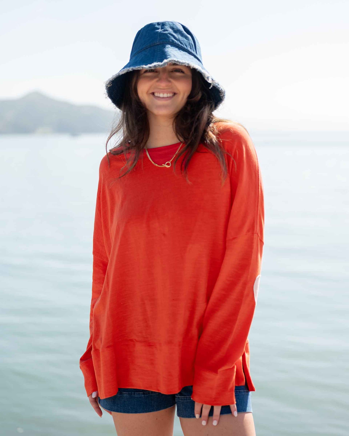 Amour Cotton Slub Tee - Sahara Red / Light Pink