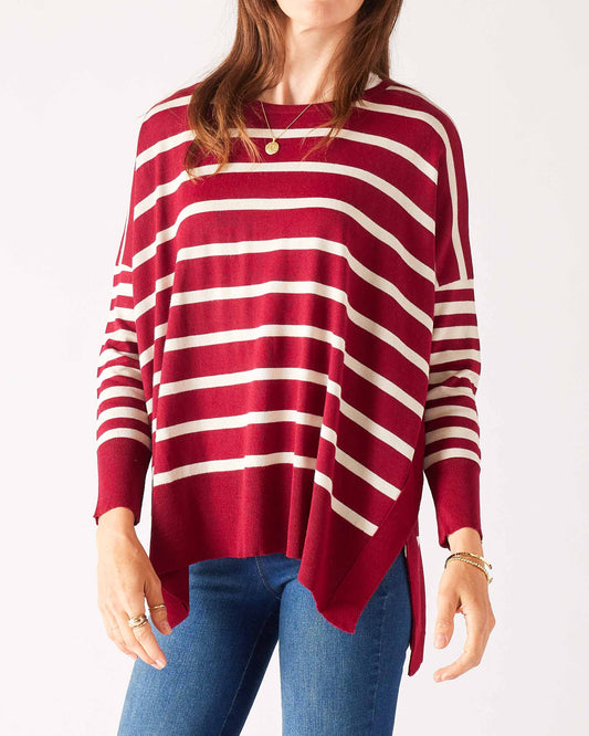 MerSea - Amour Sweater - Burgundy/Sand Stripes