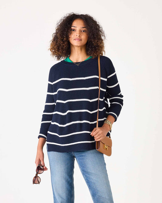 MerSea - Camden Crewneck Sweater - Navy/Sea Salt Stripe