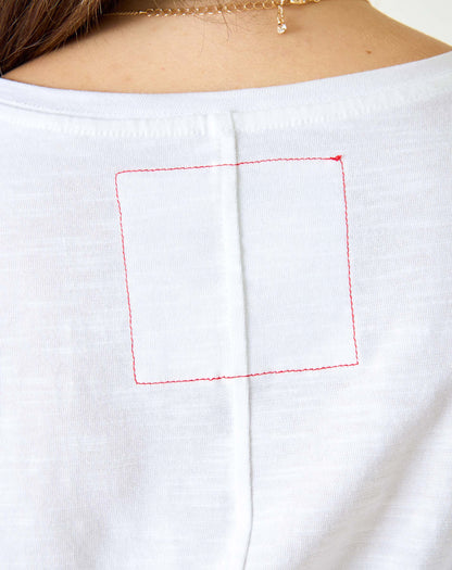 Amour Cotton Slub Tee - White/Navy Heart