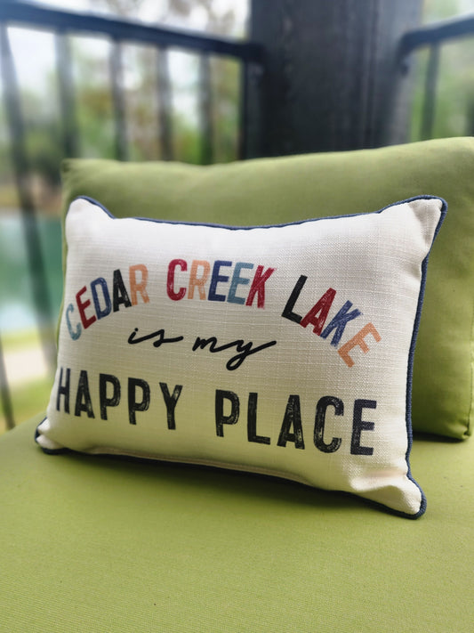 Happy Place Pillow - Cedar Creek Lake