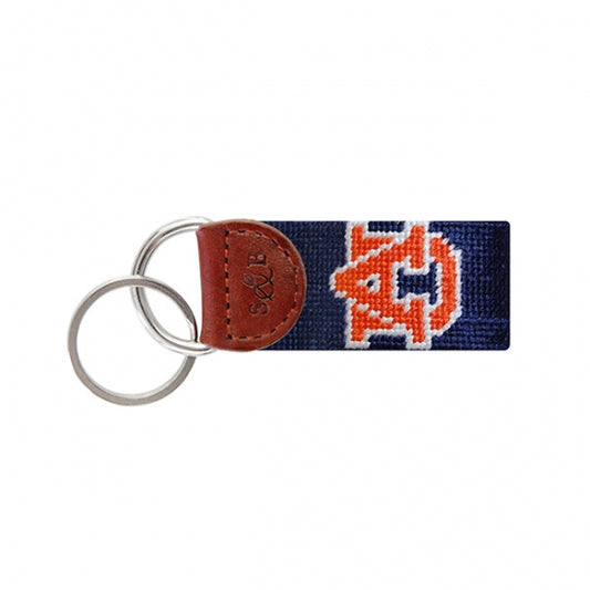 Auburn (Dark Navy) Needlepoint Key Fob