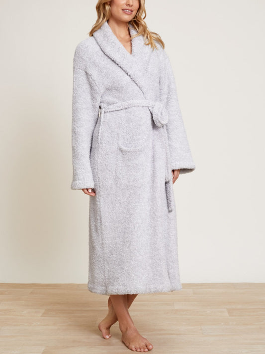 Barefoot Dreams - CozyChic® Heathered Adult Robe - Heathered Ocean / White