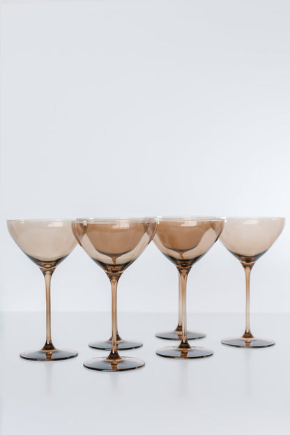 ESTELLE COLORED MARTINI GLASS - SET OF 6 {AMBER SMOKE}