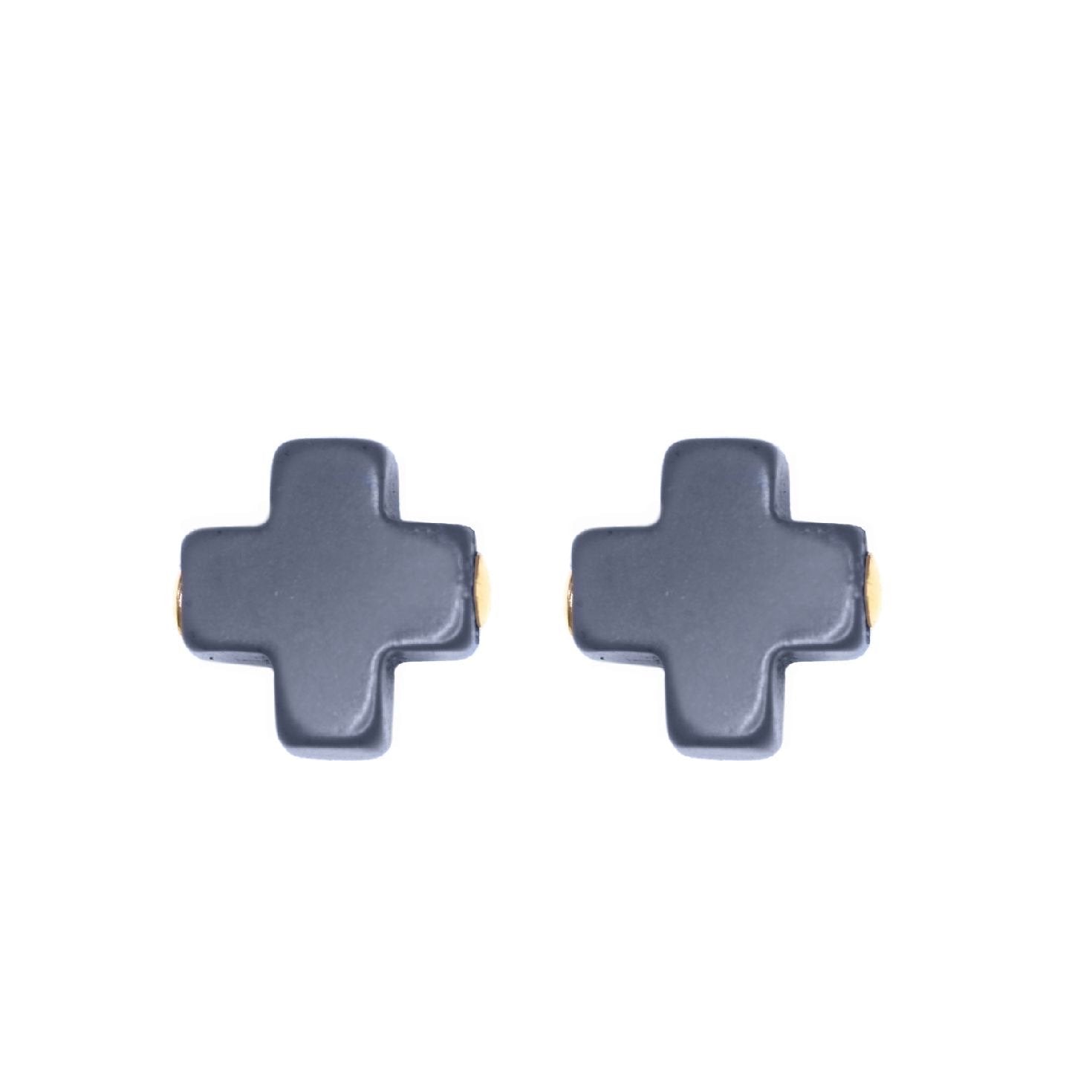 Signature Cross Studs - Navy - Spinout