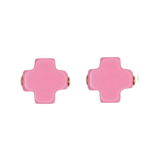eNewton - Signature Cross Studs - Bright Pink
