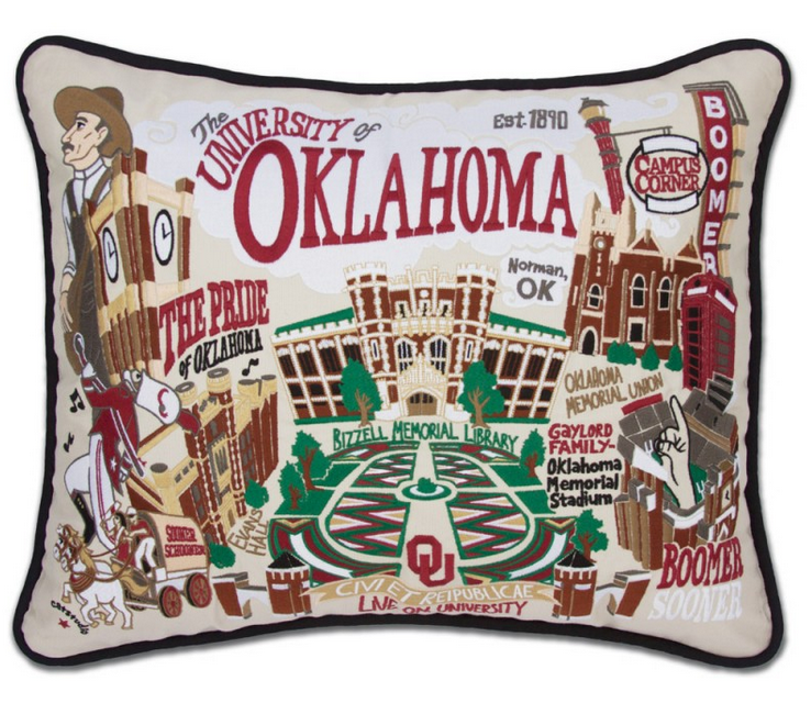 Collegiate Embroidered Pillow - Oklahoma University - Spinout