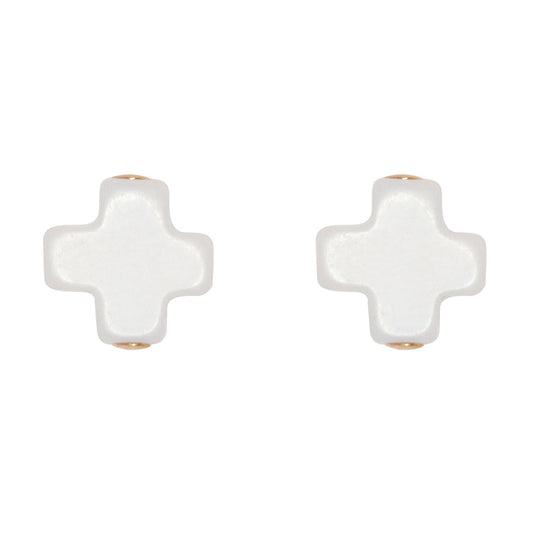 eNewton - Signature Cross Studs - Off-White