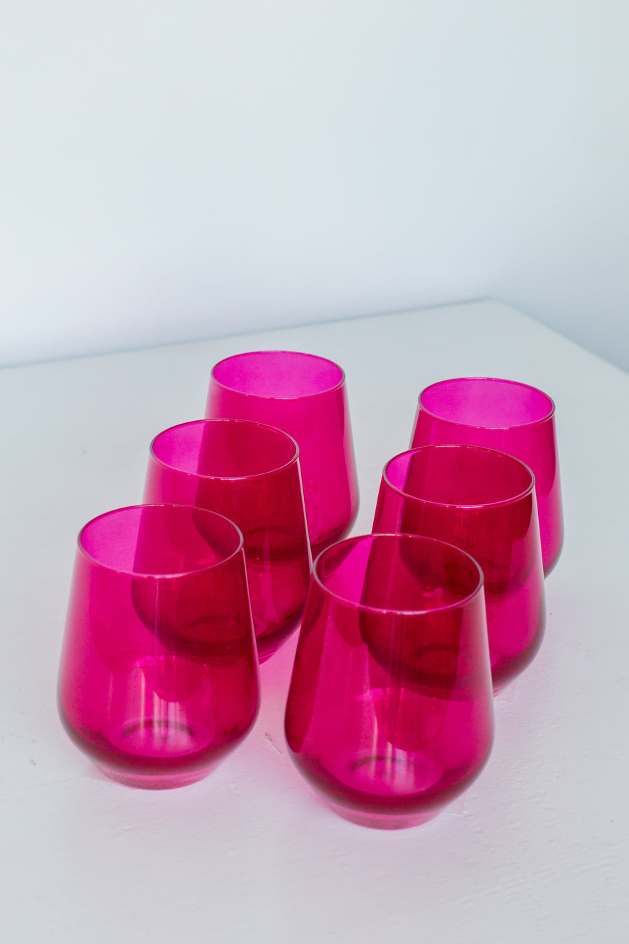 ESTELLE COLORED WINE STEMLESS - SET OF 6 {FUCHSIA} - Spinout