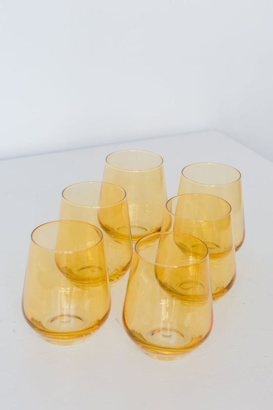 ESTELLE COLORED WINE STEMLESS - SET OF 6 {YELLOW}