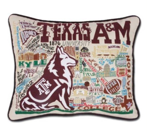 COLLEGIATE EMBROIDERED PILLOW - TEXAS A&M - Spinout