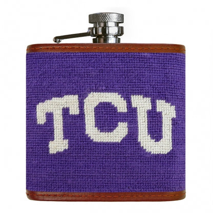 TCU (Purple) Needlepoint Flask