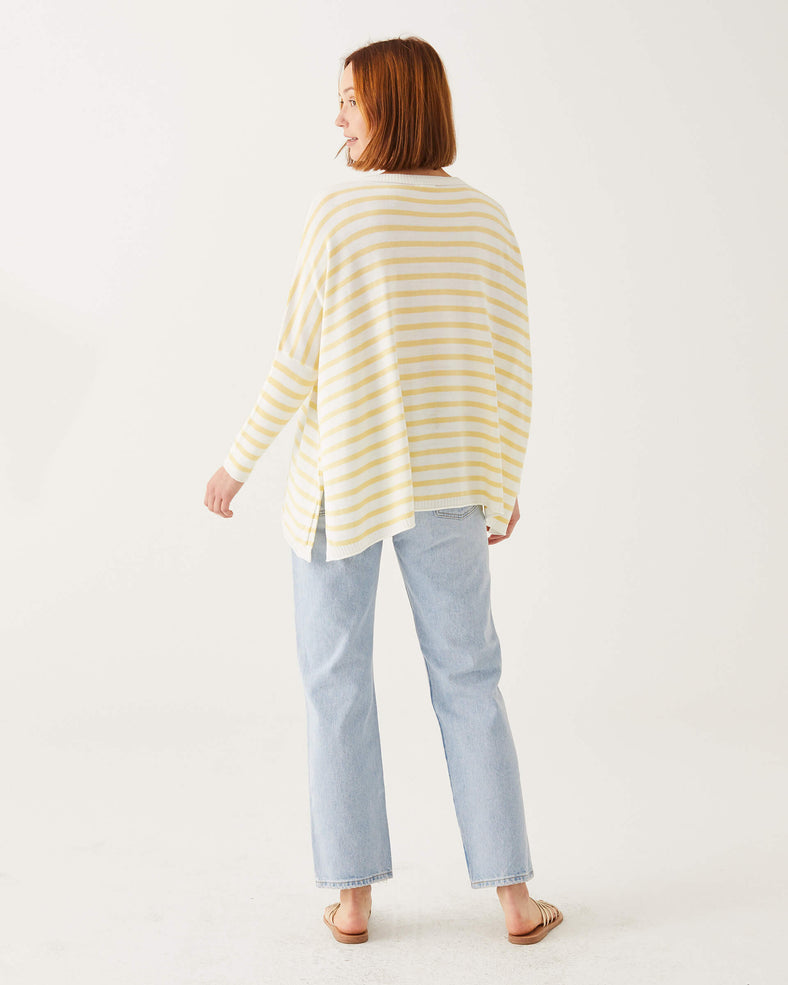 Mer-Sea & Co. - Catalina Stripe Sweater - White/Limoncello