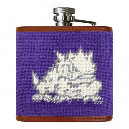 TCU (Purple) Needlepoint Flask