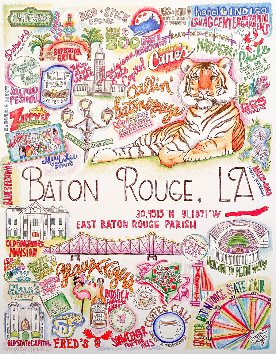 GLITTERBOXX - Hometown Print - Baton Rouge , LA Red Stick City - Spinout