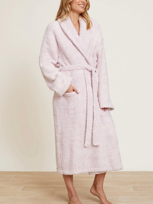 Barefoot Dreams - Cozy Chic Heathered Adult Robe - Dusty Rose/White