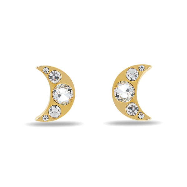 Lele Sadoughi - Gold Crystal Moon Stud Earrings – Spinout