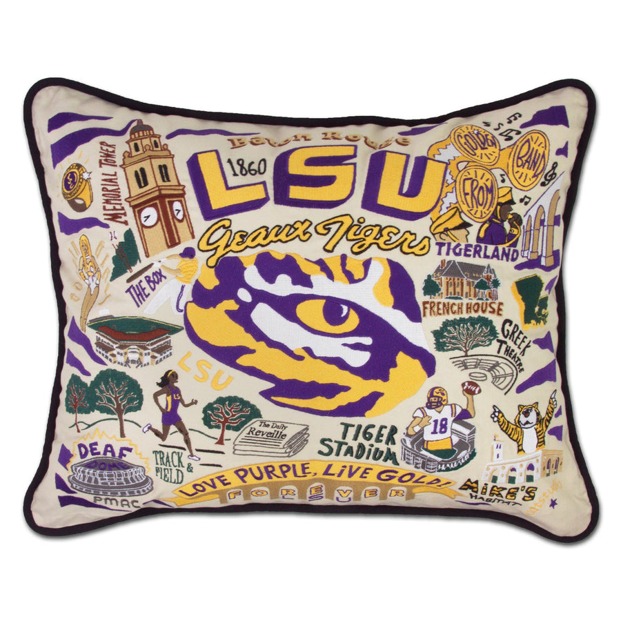 Collegiate Embroidered Pillow - Louisiana State University (LSU) - Spinout
