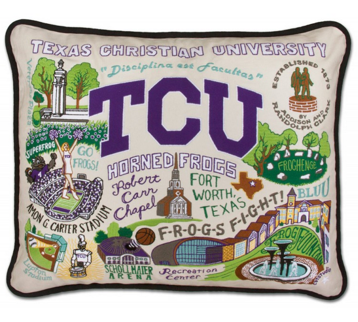 Collegiate Embroidered Pillow - Texas Christian University - Spinout