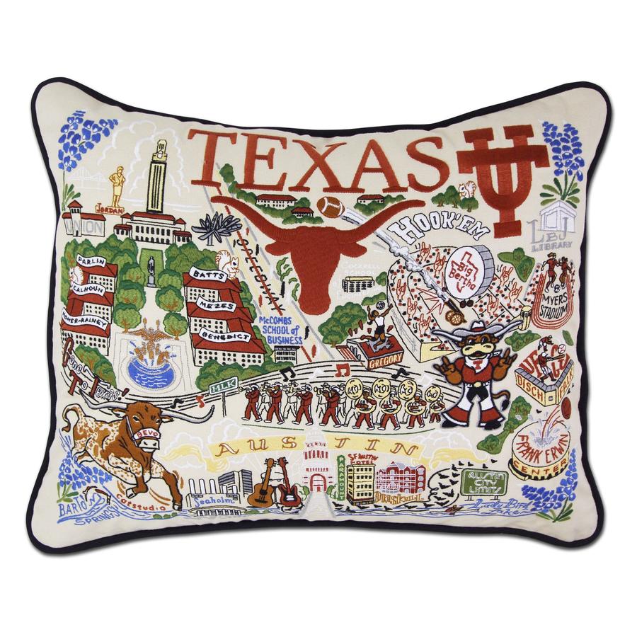 Collegiate Embroidered Pillow - University of Texas - Spinout
